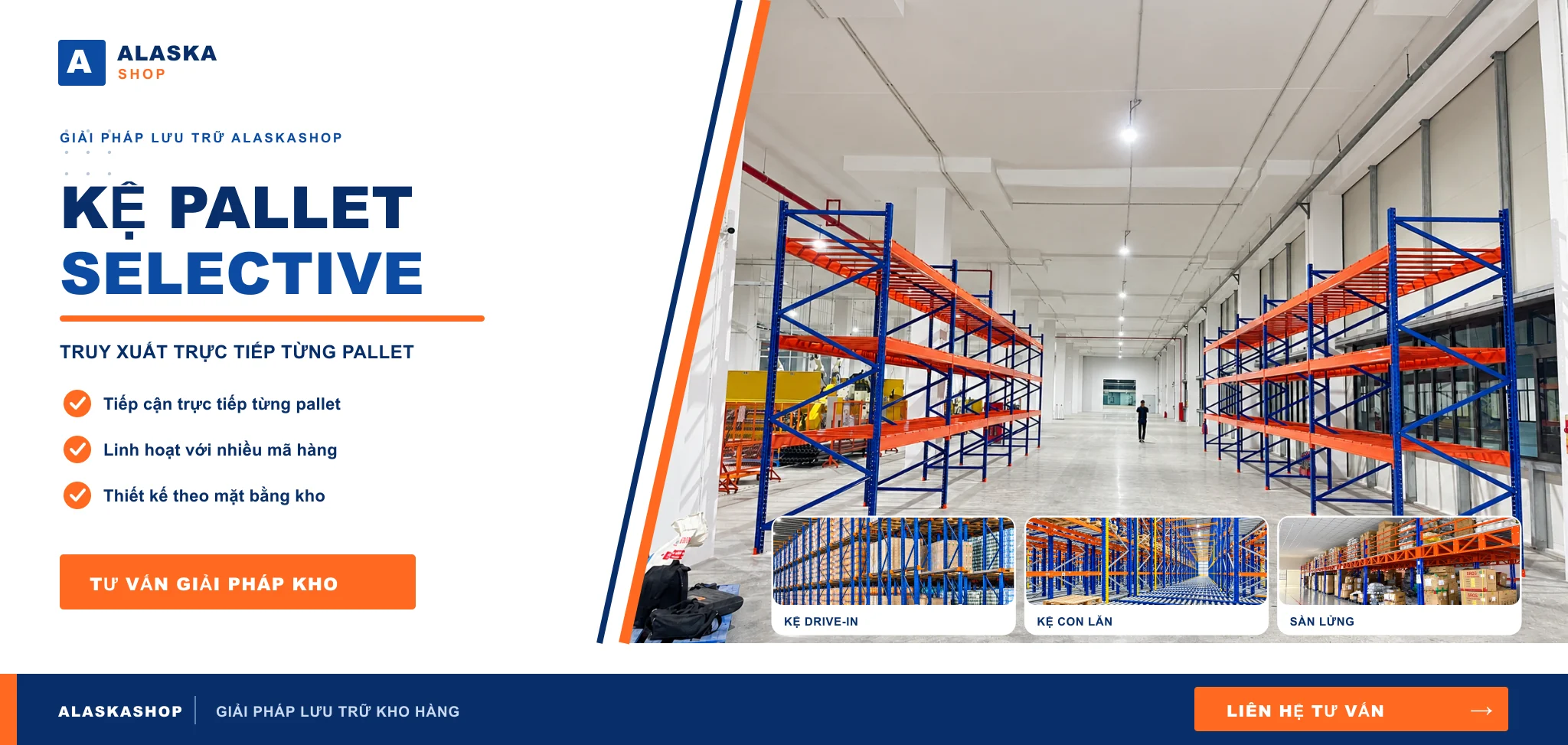 Kệ pallet Selective — giải pháp truy xuất trực tiếp từng vị trí hàng