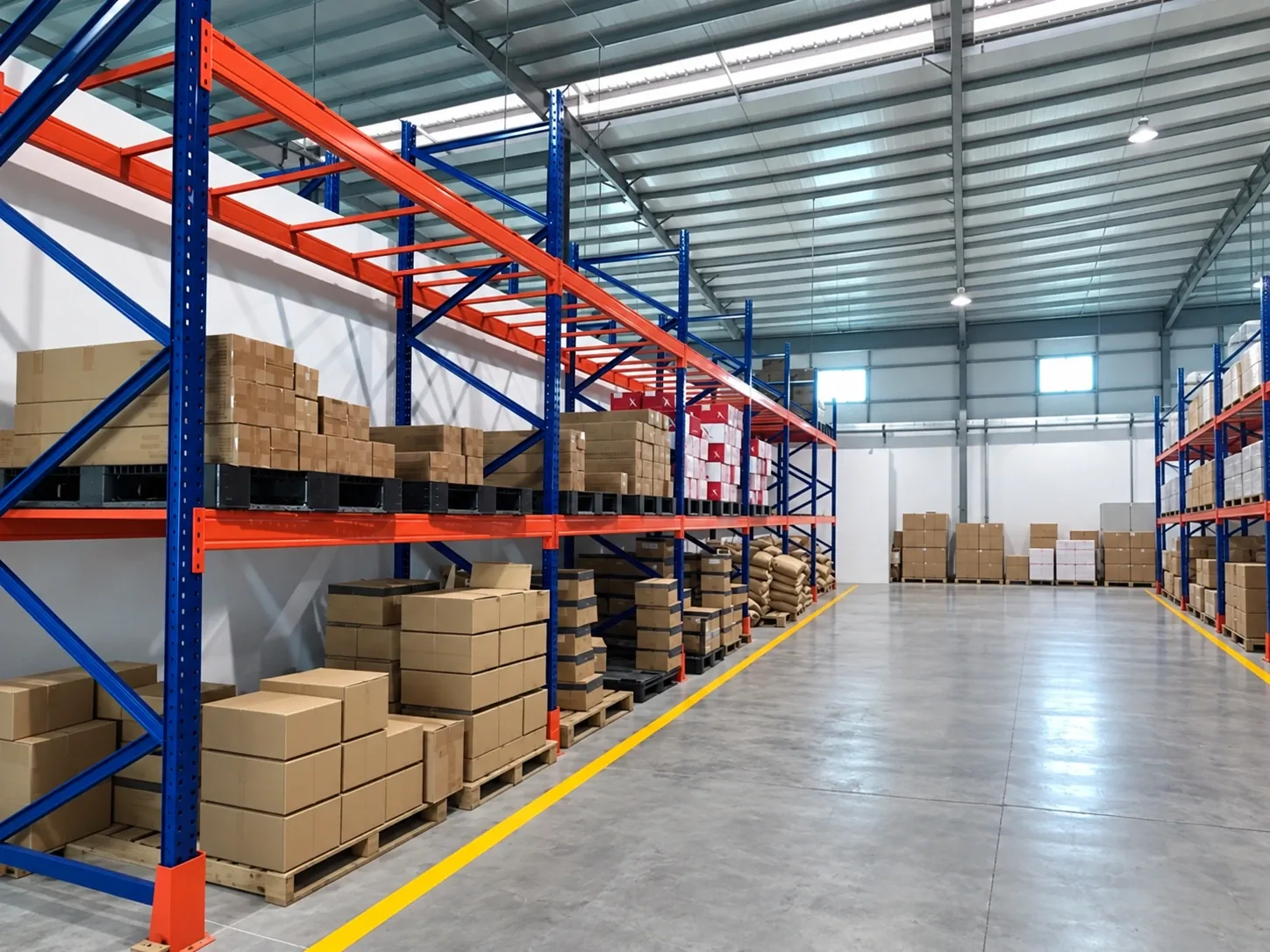 Kệ để pallet kho hàng 1-3 tầng tải 500-3000kg/tầng – Modul tiêu chuẩn